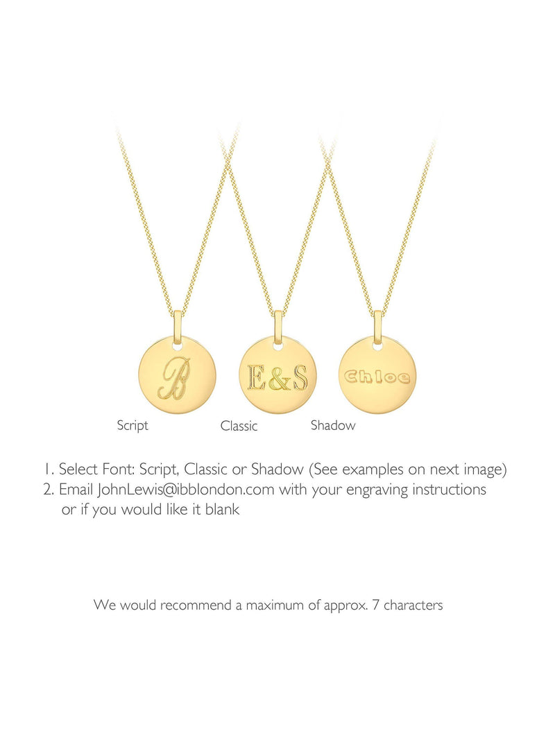 IBB 9ct gold disc initial pendant necklace 46cm, UK version