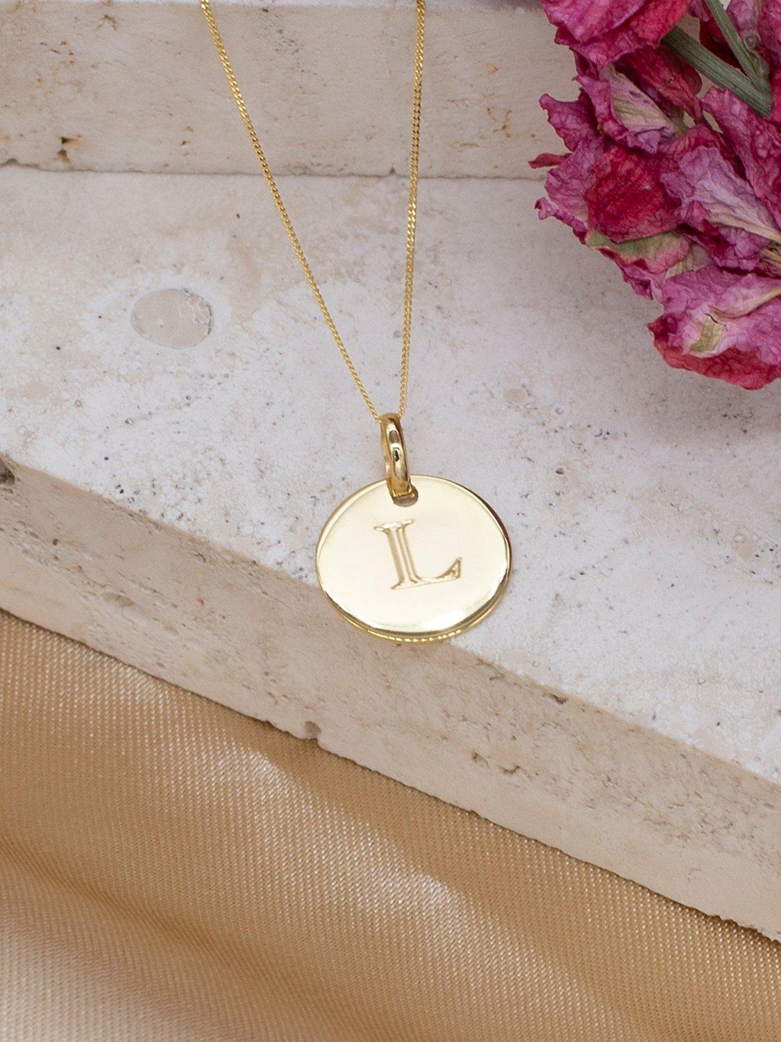 IBB 9ct gold disc initial pendant necklace 46cm, UK version