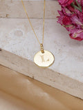 IBB 9ct gold disc initial pendant necklace 46cm, UK version