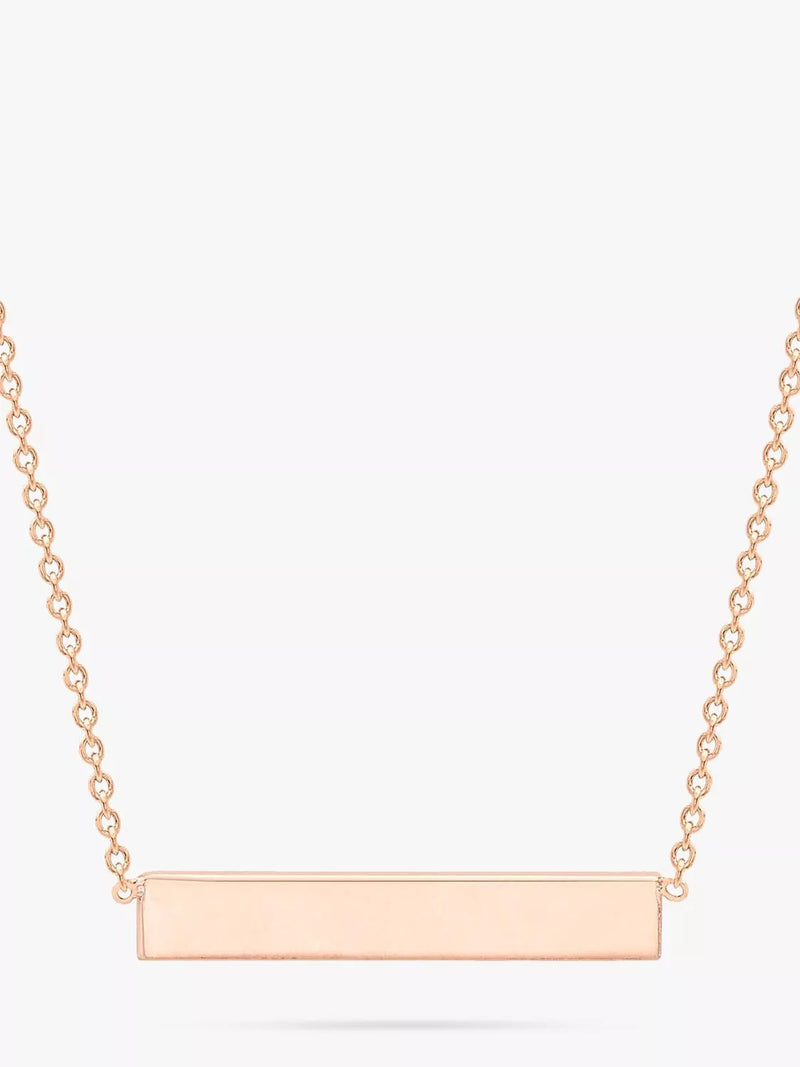 IBB personalised bar pendant necklace 9ct rose gold chain 41-43cm (British brand)