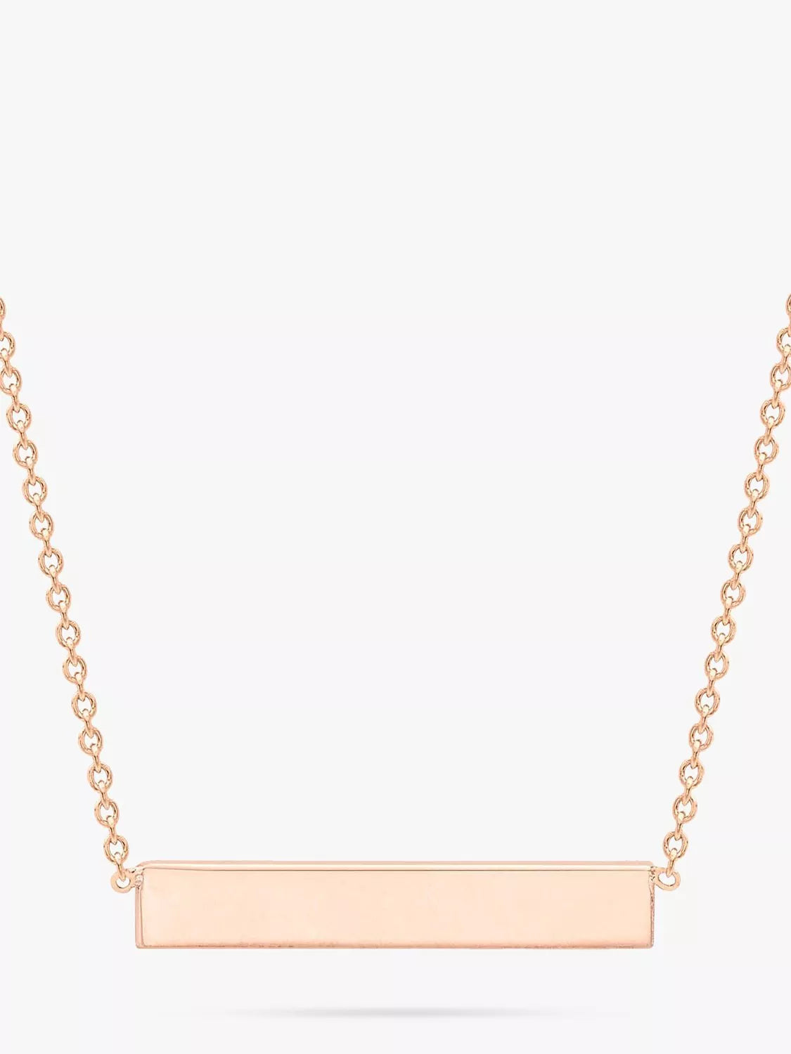 IBB personalised bar pendant necklace 9ct rose gold chain 41-43cm (British brand)