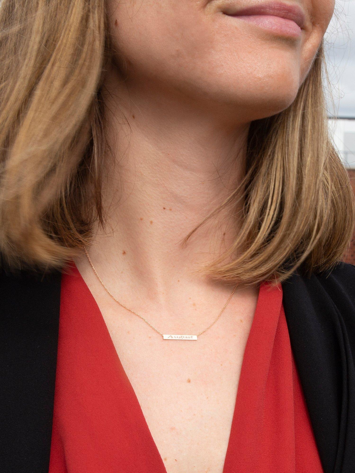 IBB personalised bar pendant necklace 9ct rose gold chain 41-43cm (British brand)