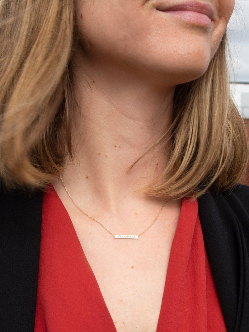 IBB personalised bar pendant necklace 9ct rose gold chain 41-43cm (British brand)