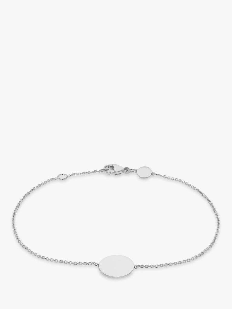 IBB Personalised 9ct White Gold Disc Initial Chain Bracelet