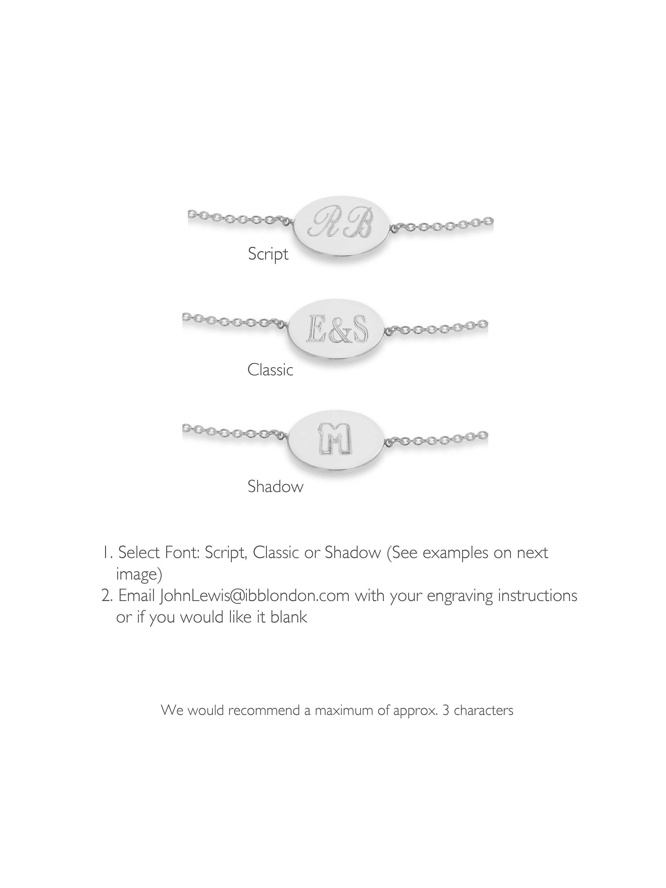 IBB personalised 9ct gold disc initial chain bracelet, imported from the UK