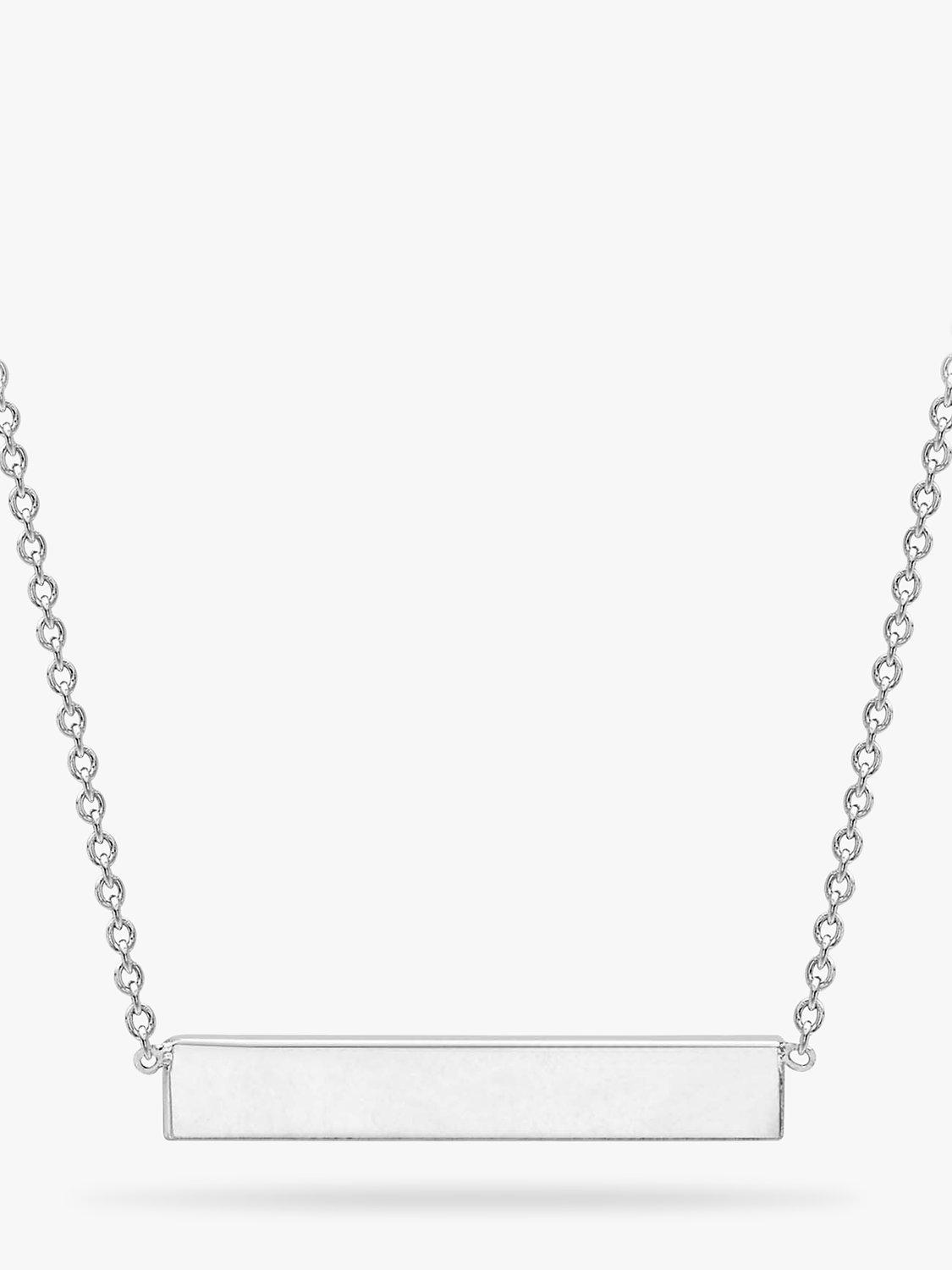 IBB personalised small horizontal bar initial pendant necklace in silver, UK version