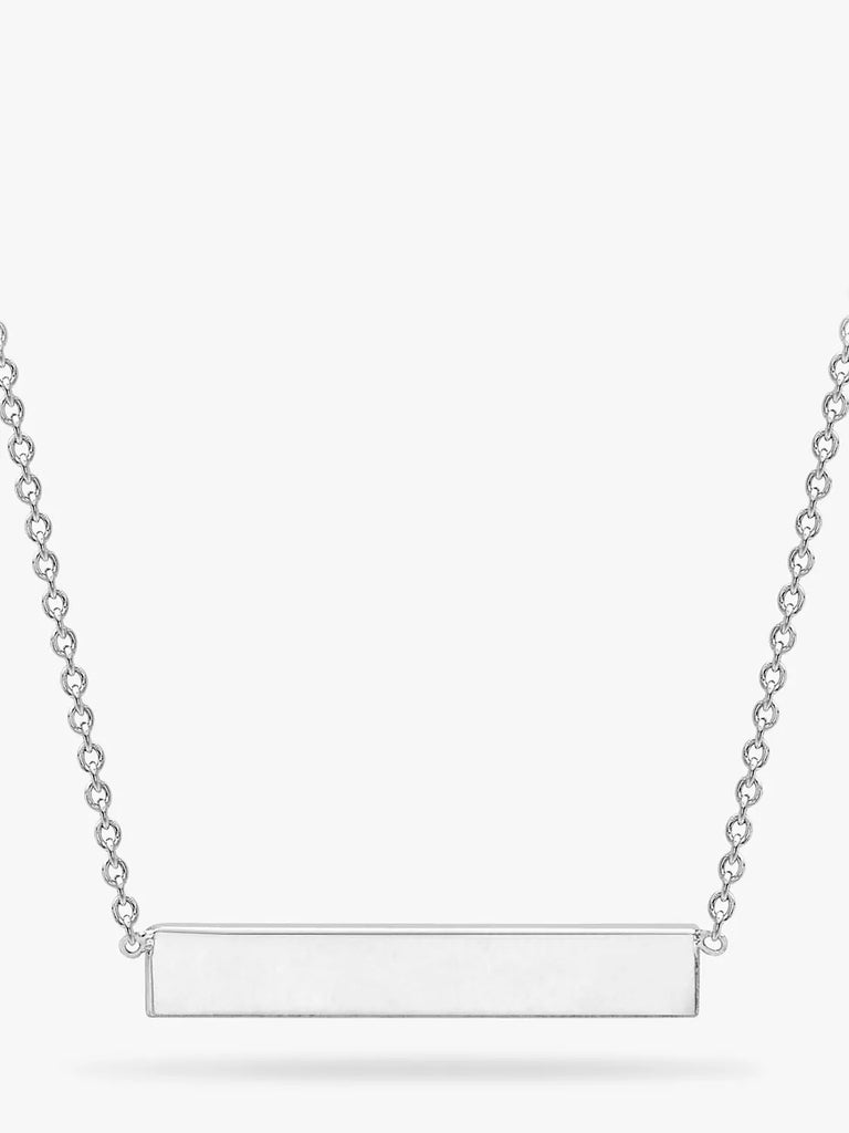 IBB Personalised Small Horizontal Bar Initial Pendant Necklace, Silver