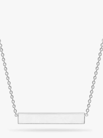 John Lewis IBB Personalised Small Horizontal Bar Initial Pendant Necklace in Sterling Silver- Buy online at McGrocer