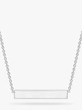 IBB personalised small horizontal bar initial pendant necklace in silver, UK version