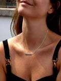 IBB personalised small horizontal bar initial pendant necklace in silver, UK version