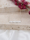IBB personalised small horizontal bar initial pendant necklace in silver, UK version