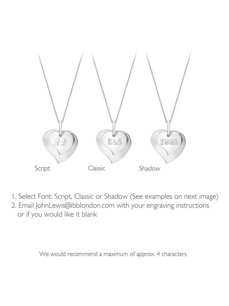 IBB personalised sterling silver double heart necklace 46cm (British brand)