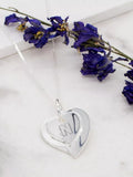 IBB personalised sterling silver double heart necklace 46cm (British brand)