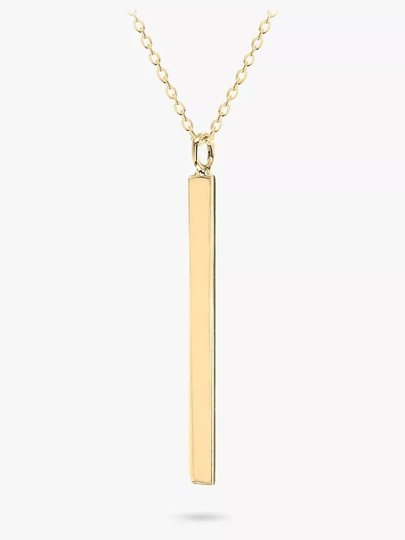 IBB Personalised Vertical Bar Initial Pendant Necklace, Gold