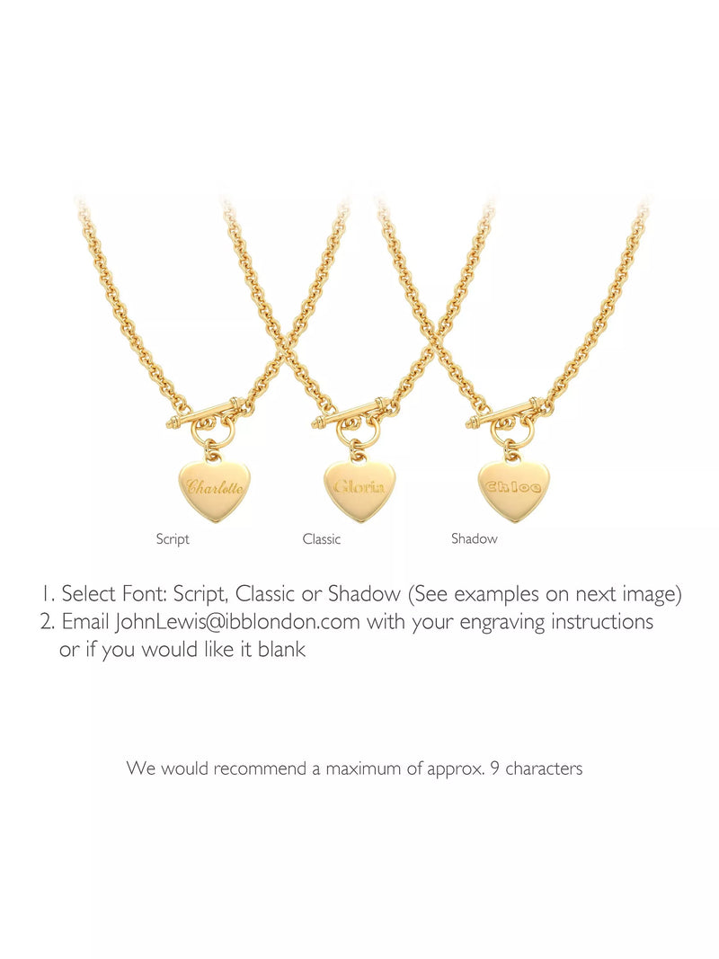 IBB personalised heart necklace gold plated sterling silver, imported from the UK