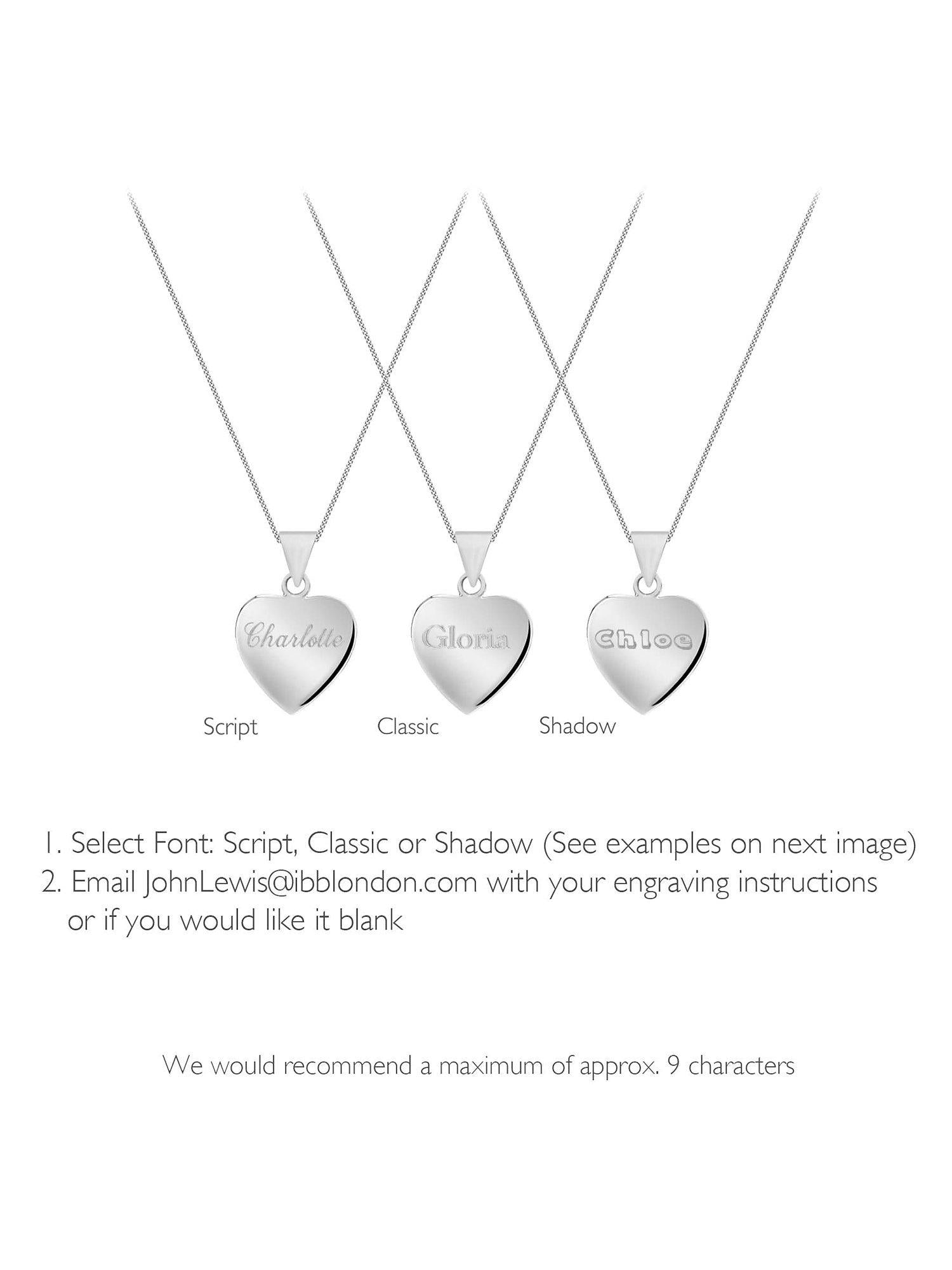 IBB personalised sterling silver heart necklace, UK version