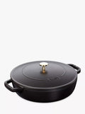 STAUB Round Cast Iron Saute Pan with Chistera Lid, 24cm - Black