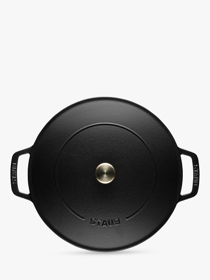 Staub round cast iron saute pan with Chistera lid 24cm (British brand)