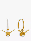 Alex Monroe gold plated hoop earrings with freshwater pearl, imported from the UK
