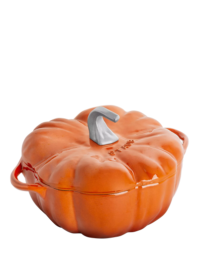 John Lewis STAUB Pumpkin Cocotte Cast Iron Casserole, 24cm, Cinnamon- Buy online at McGrocer