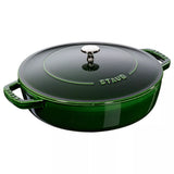 STAUB Round Cast Iron Saute Pan with Chistera Lid, 24cm - Grenadine