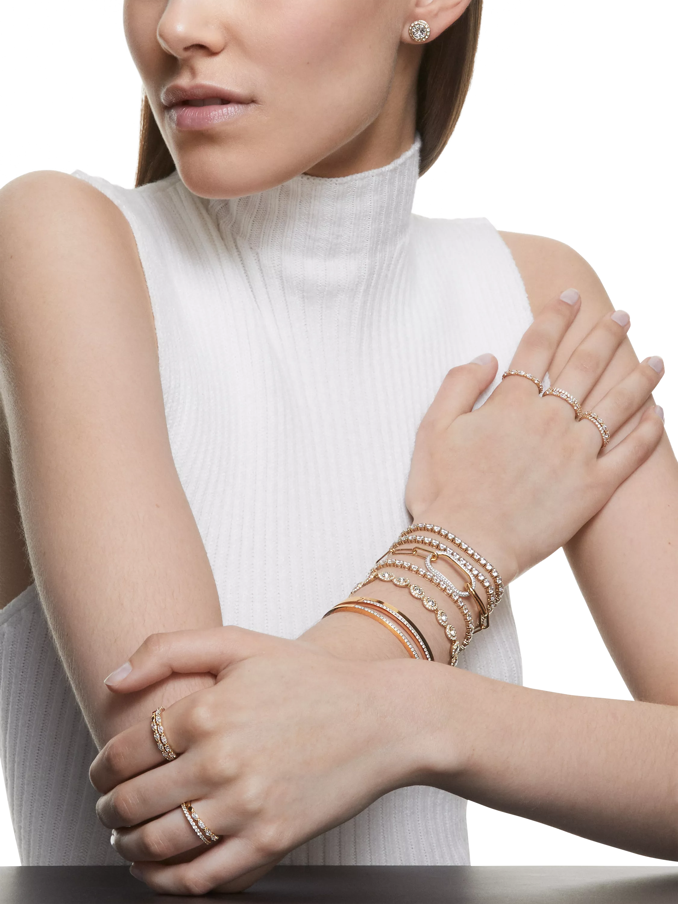 Swarovski Angelic round crystal bracelet rose gold 17cm - British product