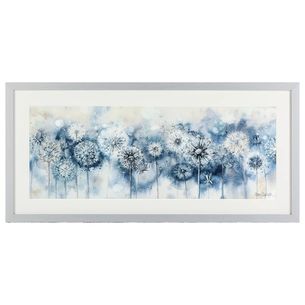 John Lewis blue dandelion embellished framed print 50x105cm - British product