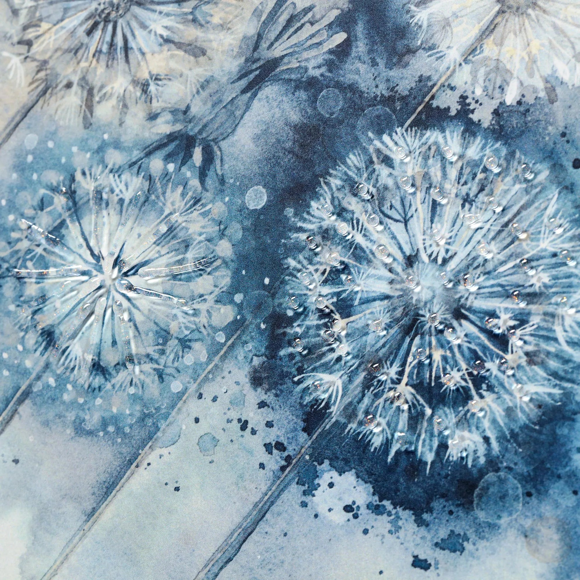 John Lewis blue dandelion embellished framed print 50x105cm - British product