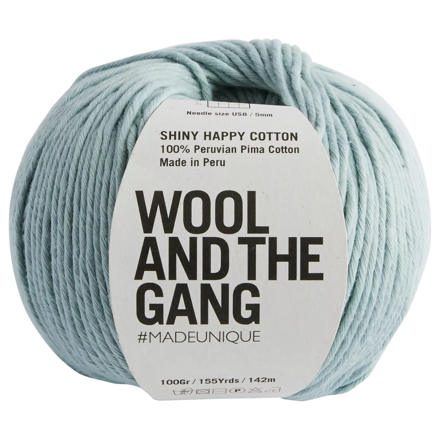Wool And The Gang Shiny Happy Cotton Knitting and Crochet Yarn, 100g, Egg Blue