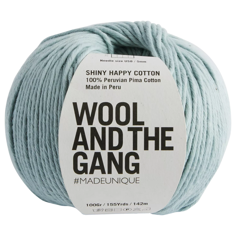 Wool And The Gang Shiny Happy Cotton Knitting and Crochet Yarn, 100g, Egg Blue