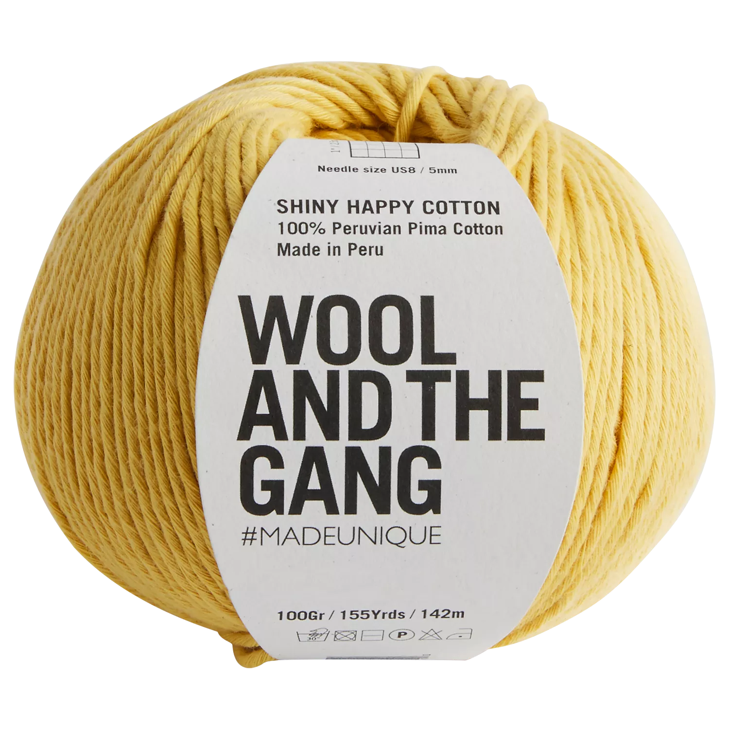 Wool And The Gang Shiny Happy Cotton Knitting and Crochet Yarn, 100g, Chalk Yellow