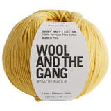 Wool And The Gang Shiny Happy Cotton Knitting and Crochet Yarn, 100g, Chalk Yellow