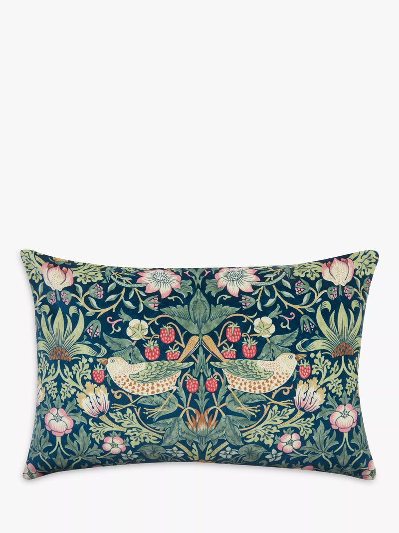 Morris & Co. Strawberry Thief velvet cushion 60x40cm (British brand)