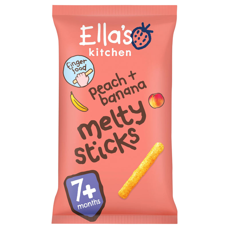 Ella's Kitchen organic peach & banana melty sticks baby snack 16g, imported from the UK