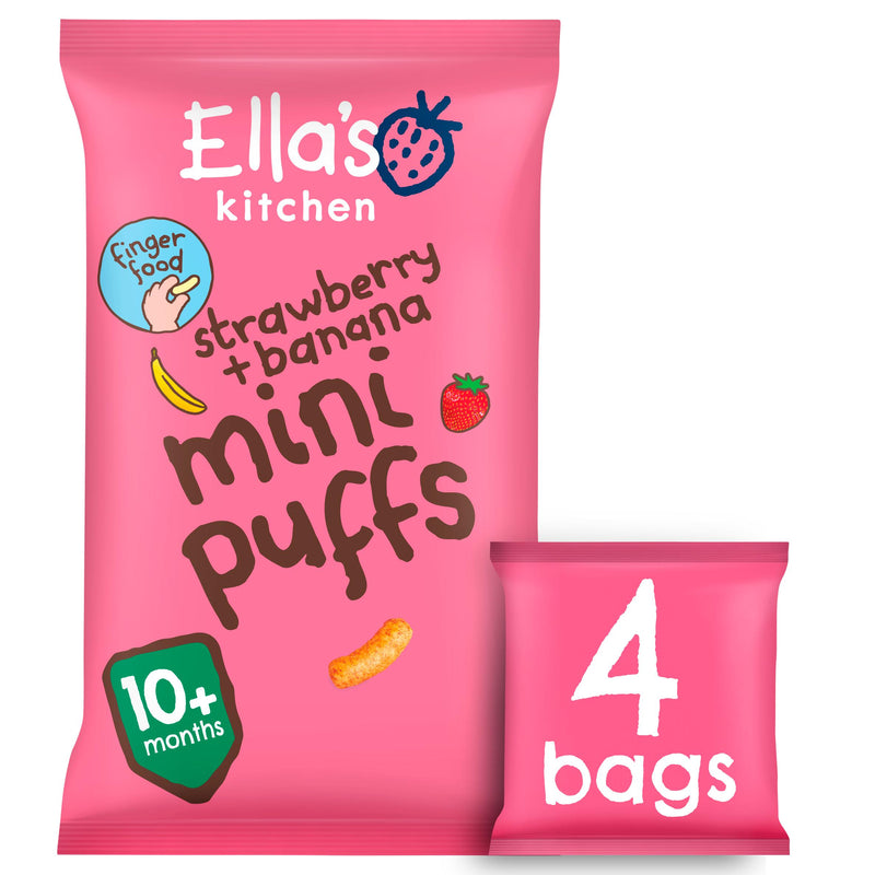 Ella's Kitchen strawberry banana mini puffs baby snack 4x8g (British brand)