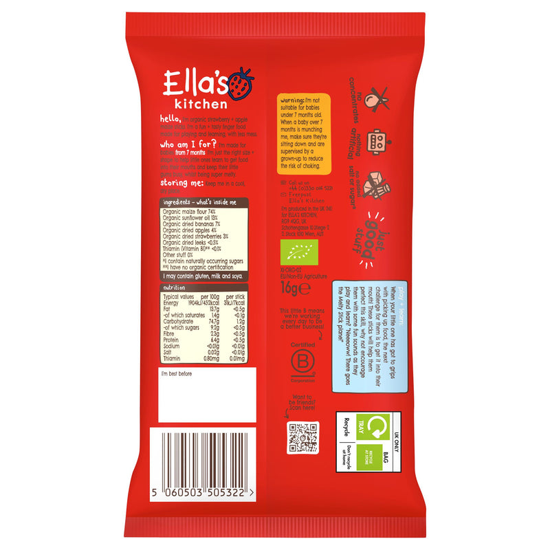 Ella's Kitchen organic strawberry apple melty sticks 16g - British product