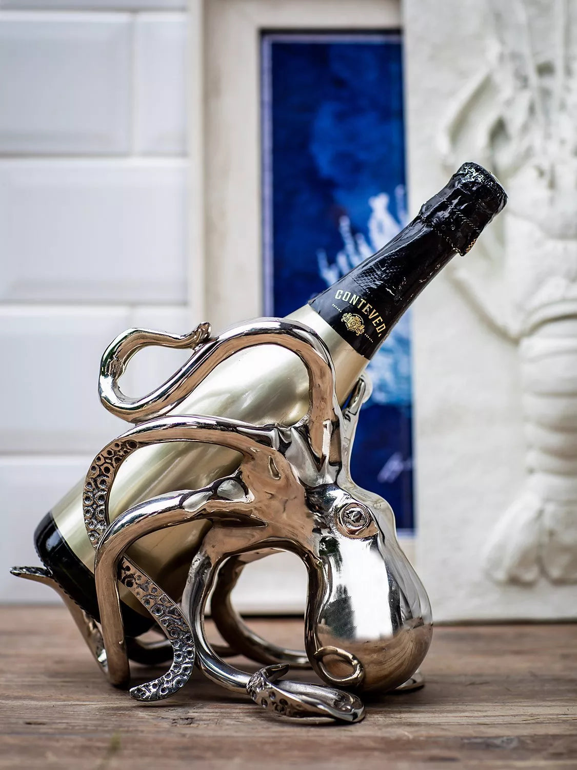 Culinary Concepts Octopus Bottle Holder in Silver - British product
