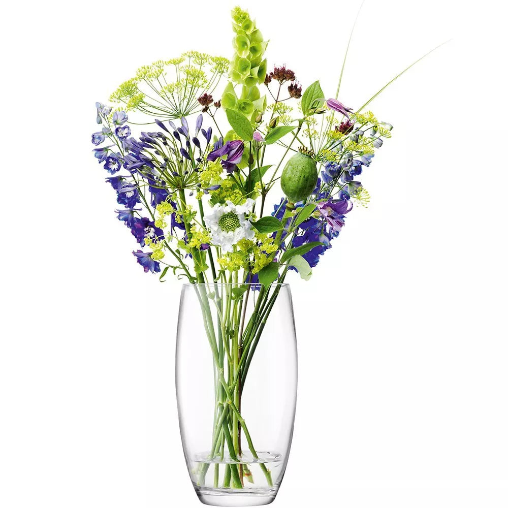 LSA International Clear Flower Barrel Vase H29cm, UK version