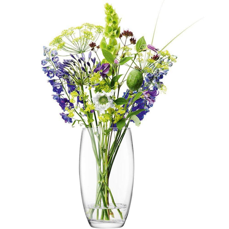 LSA International Clear Flower Barrel Vase H29cm, UK version