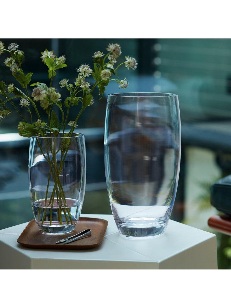 LSA International clear flower barrel vase H20cm, UK version