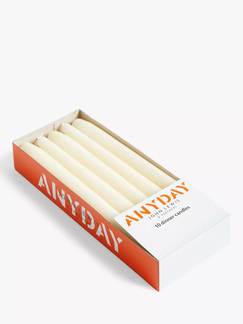 John Lewis Tapered Dinner Candles Unscented Pack of 10