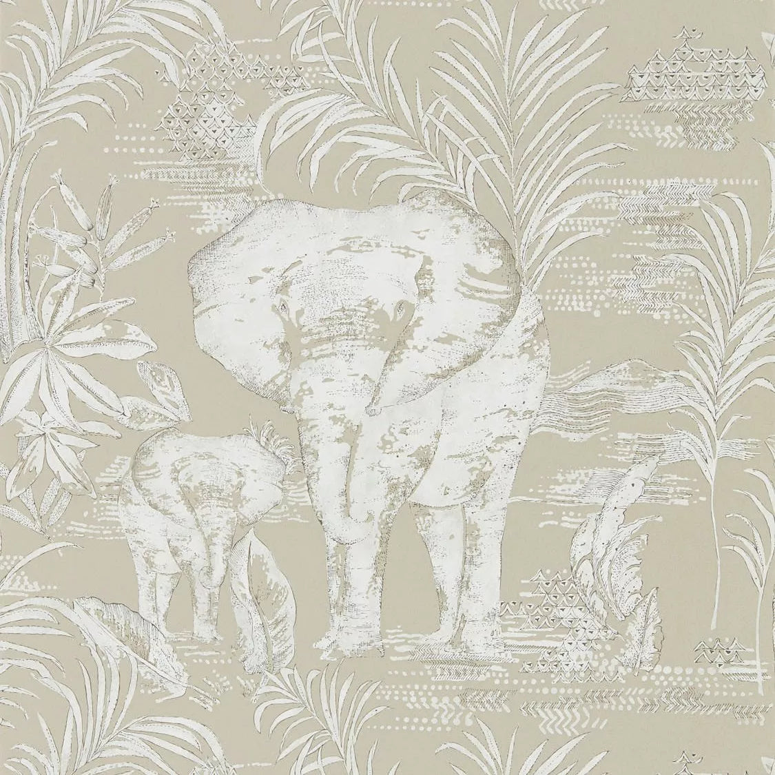 Harlequin Kinabalu elephant toile wallpaper, UK version