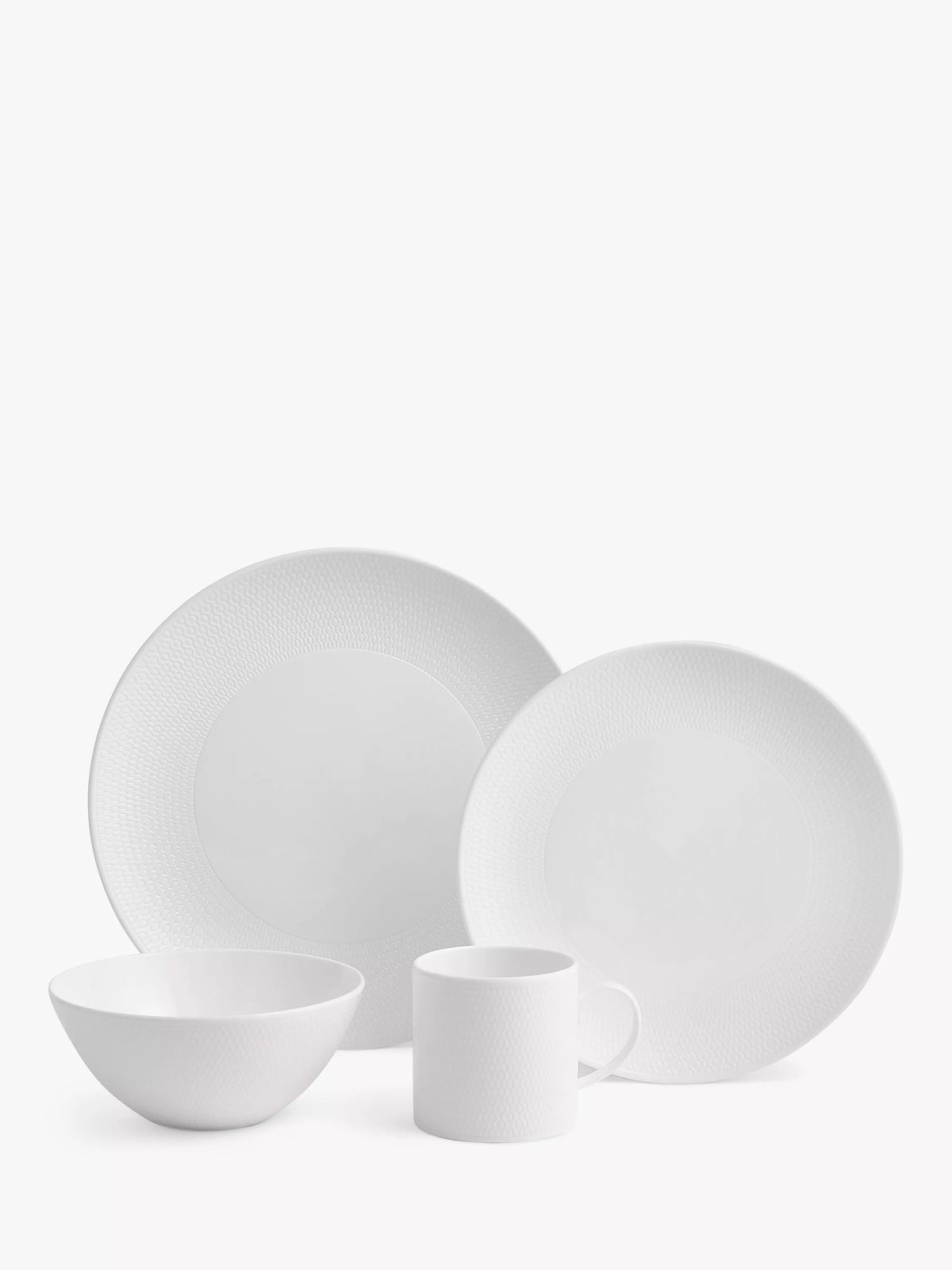 Wedgwood Gio bone china dinnerware set 16-piece white, imported from the UK