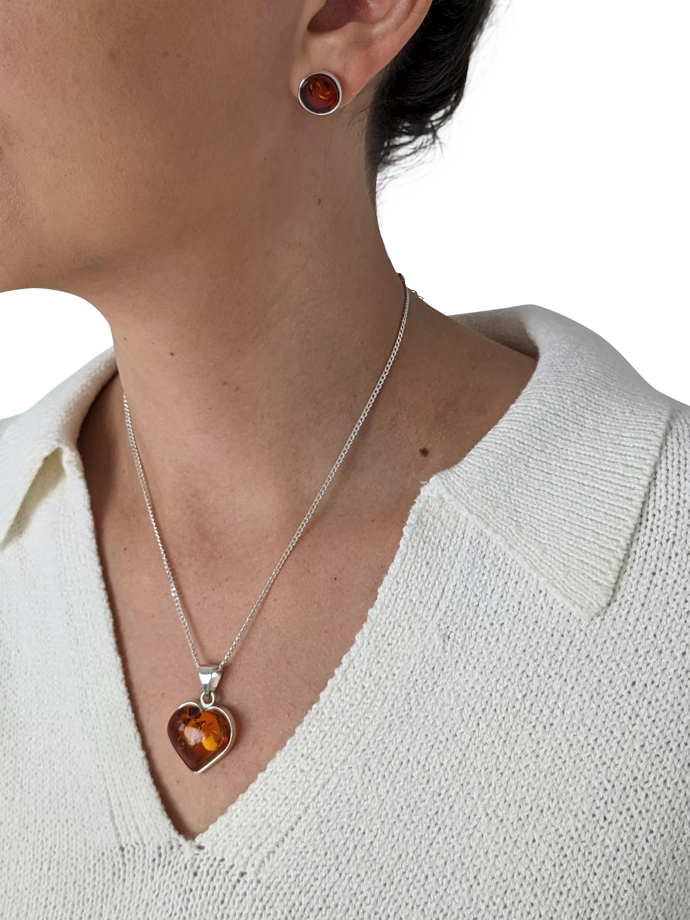 Be-Jewelled amber heart pendant necklace sterling silver (British brand)