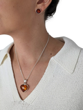 Be-Jewelled amber heart pendant necklace sterling silver (British brand)