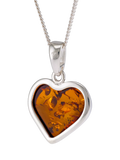 Be-Jewelled amber heart pendant necklace sterling silver (British brand)