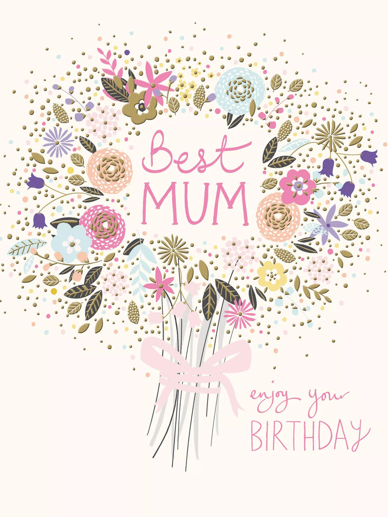 Woodmansterne Best Mum birthday card 15cm, UK version