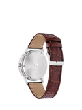 Citizen Eco-Drive chronograph watch, blue dial, brown leather strap (British brand)