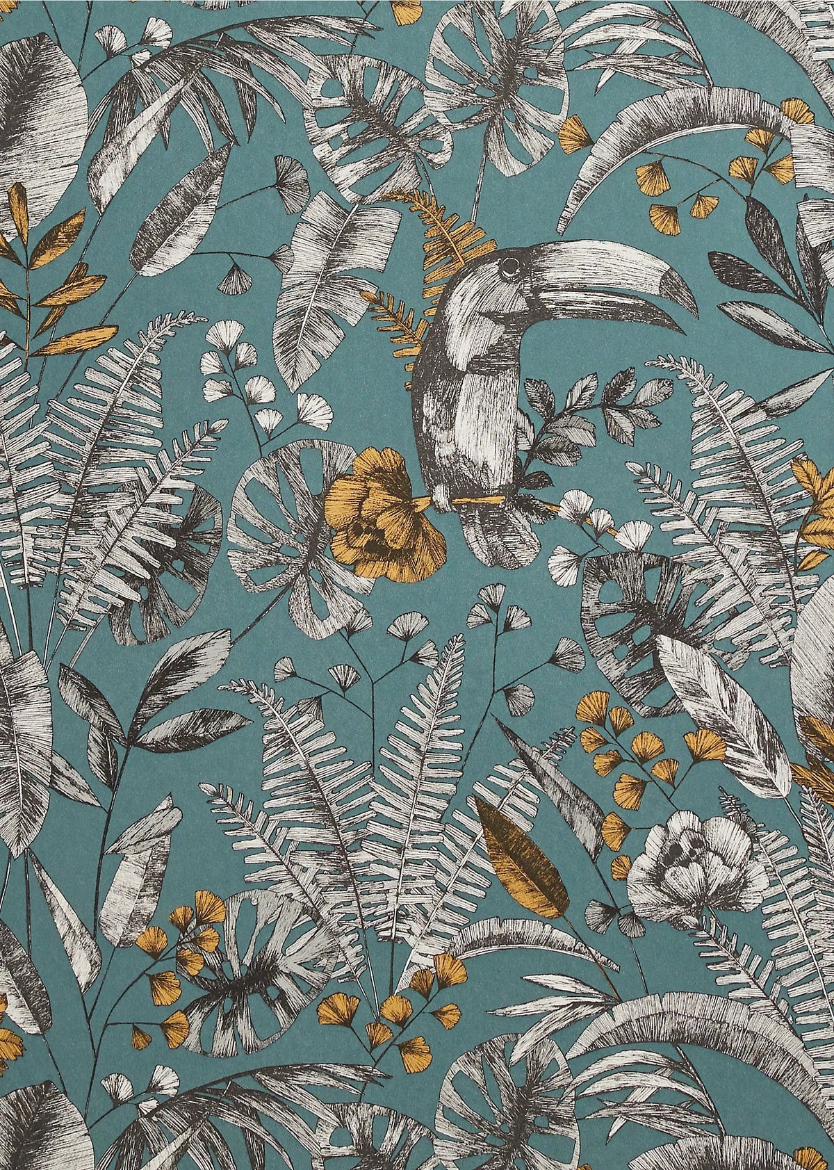 John Lewis exotic wallpaper with toucans and tropical foliage, UK version