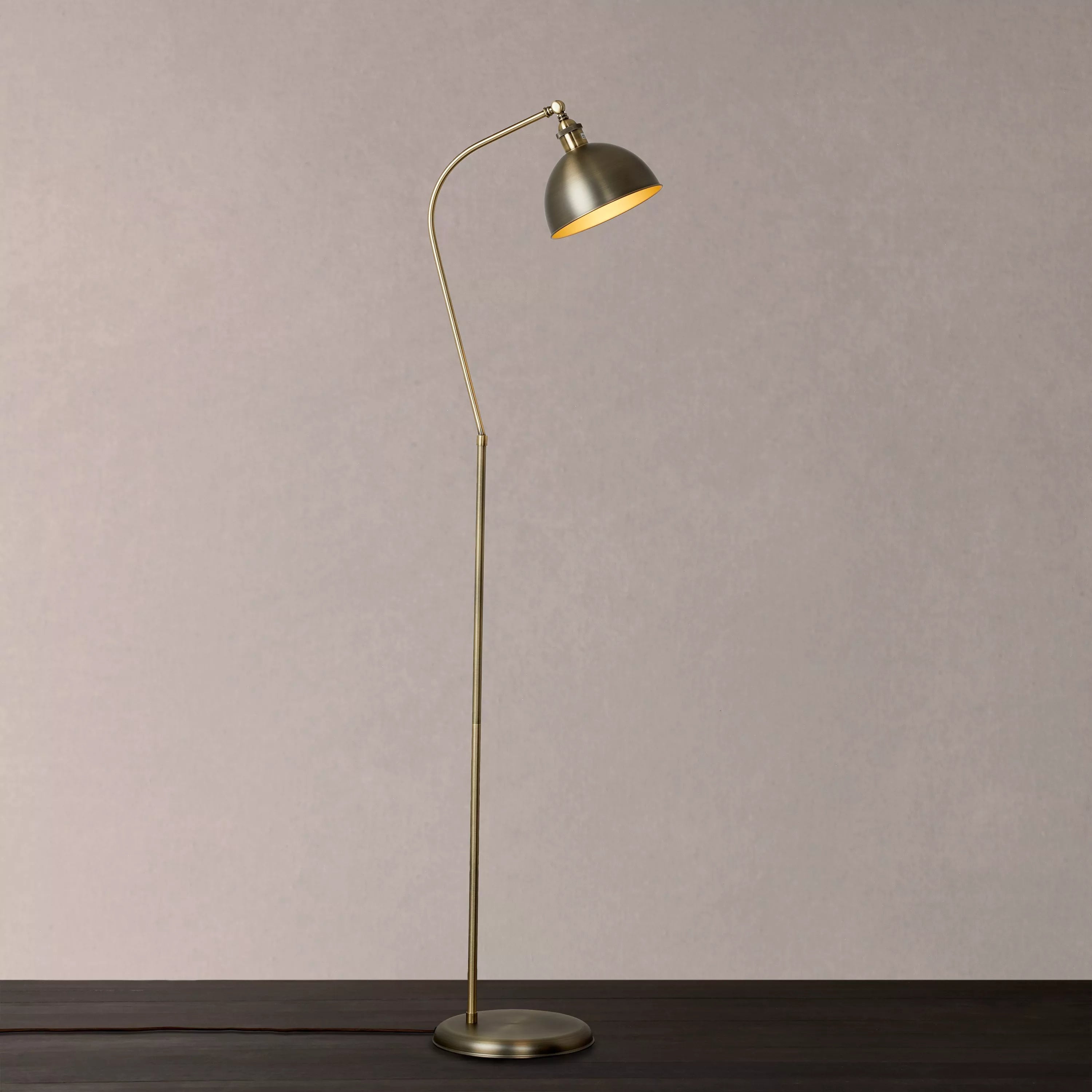 John Lewis Baldwin Floor Lamp, Antique Brass Effect